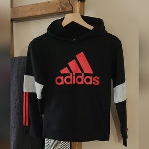 Boys Adidas Black & Red Hoodie Size Medium